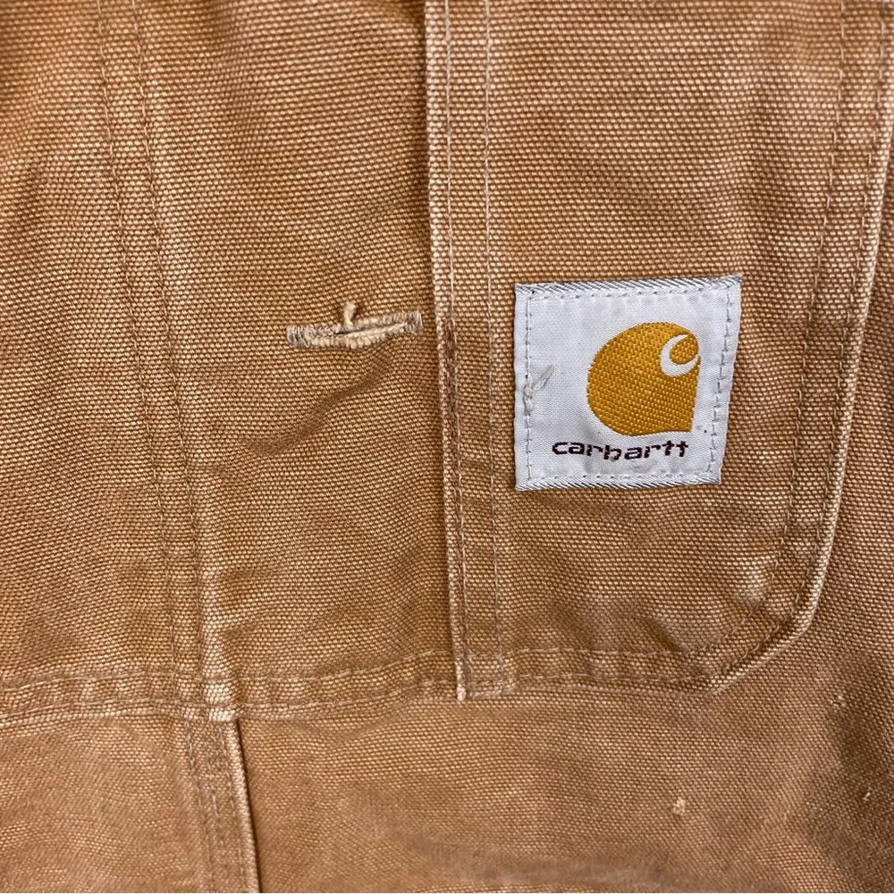 Vintage Carhartt Insulated Quilt Lined Double Knee Bib Overalls R02 Size 44 x 32
